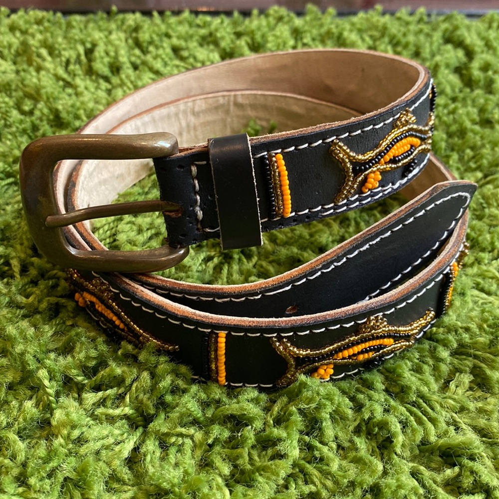 Woman’s beaded leather belt